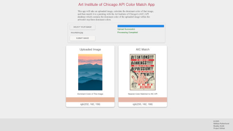 screenshot of art institute of Chicago API photo matching app