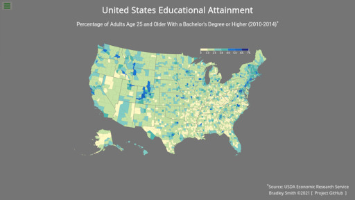 screenshot of choropleth map project