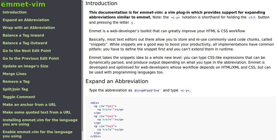 screenshot of technical documentation project