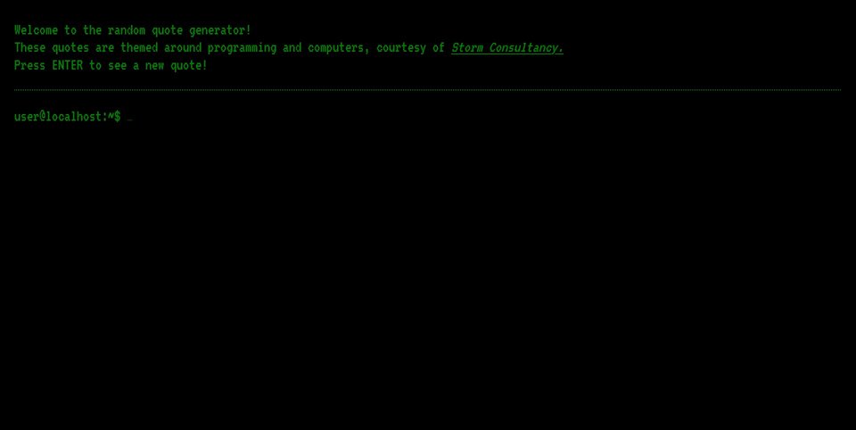 screenshot of terminal style random quote generator
